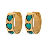 Green CZ Stainless Steel Hoop Earrings