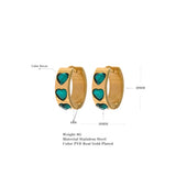 Green CZ Stainless Steel Hoop Earrings