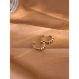 Golden CZ Ear Bone Earrings Stainless Steel Non-Piercing Cartilage Jewelry