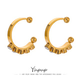 Golden CZ Ear Bone Earrings Stainless Steel Non-Piercing Cartilage Jewelry