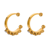 Golden CZ Ear Bone Earrings Stainless Steel Non-Piercing Cartilage Jewelry