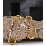 CZ Long Drop Earrings Stainless Steel Women Party Jewelry