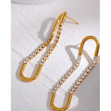 CZ Long Drop Earrings Stainless Steel Women Party Jewelry