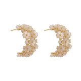 Natural Shell Flower Stud Earrings for Women Geometric Small Earrings