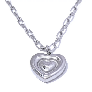 Stainless Steel Heart Love Cast Necklace Pendant 18K PVD Plated Chain