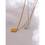 Stainless Steel Heart Love Cast Necklace Pendant 18K PVD Plated Chain