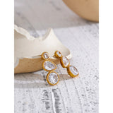 AAA CZ Stainless Steel Stud Earrings Daily Wear Jewelry