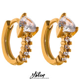 CZ Stainless Steel Huggie Hoop Earrings, Water-resistant Jewelry