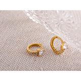 CZ Stainless Steel Huggie Hoop Earrings, Water-resistant Jewelry