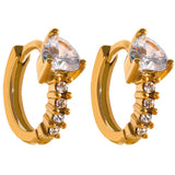 CZ Stainless Steel Huggie Hoop Earrings, Water-resistant Jewelry