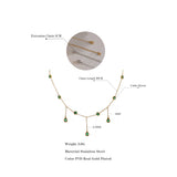 Green Cubic Zirconia Charm Stainless Steel Necklace