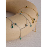 Green Cubic Zirconia Charm Stainless Steel Necklace