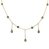 Green Cubic Zirconia Charm Stainless Steel Necklace
