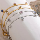 Colorful CZ Stainless Steel Anklet Snake Chain Zircon Jewelry
