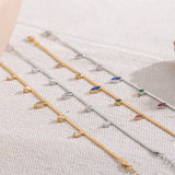 Colorful CZ Stainless Steel Anklet Snake Chain Zircon Jewelry