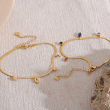 Colorful CZ Stainless Steel Anklet Snake Chain Zircon Jewelry