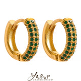 Green CZ Stone Stainless Steel Hoop Earrings Waterproof Daily Jewelry Women