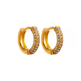 Green CZ Stone Stainless Steel Hoop Earrings Waterproof Daily Jewelry Women