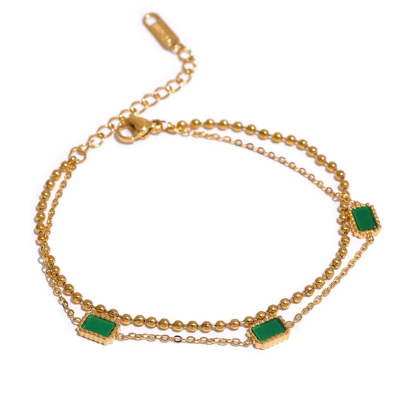Green Red Acrylic Steel Bracelet Bangle Charm Jewelry