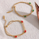 Green Red Acrylic Steel Bracelet Bangle Charm Jewelry