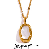 Double-sided Shell Pendant Necklace Stainless Steel 18K PVD Plated