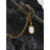 Double-sided Shell Pendant Necklace Stainless Steel 18K PVD Plated