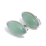 Green Aventurine Agate Ellipse Ear Clip Earrings