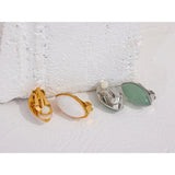 Green Aventurine Agate Ellipse Ear Clip Earrings