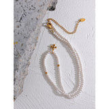 Golden Pearl Bead Chain Pendant Necklace Jewelry Women Gift