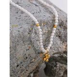 Golden Pearl Bead Chain Pendant Necklace Jewelry Women Gift