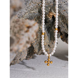 Golden Pearl Bead Chain Pendant Necklace Jewelry Women Gift