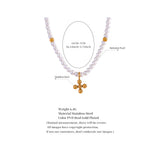 Golden Pearl Bead Chain Pendant Necklace Jewelry Women Gift