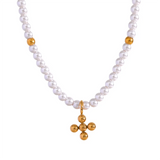 Golden Pearl Bead Chain Pendant Necklace Jewelry Women Gift