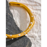 Pearls Stainless Steel Cuff Bangle for Women
