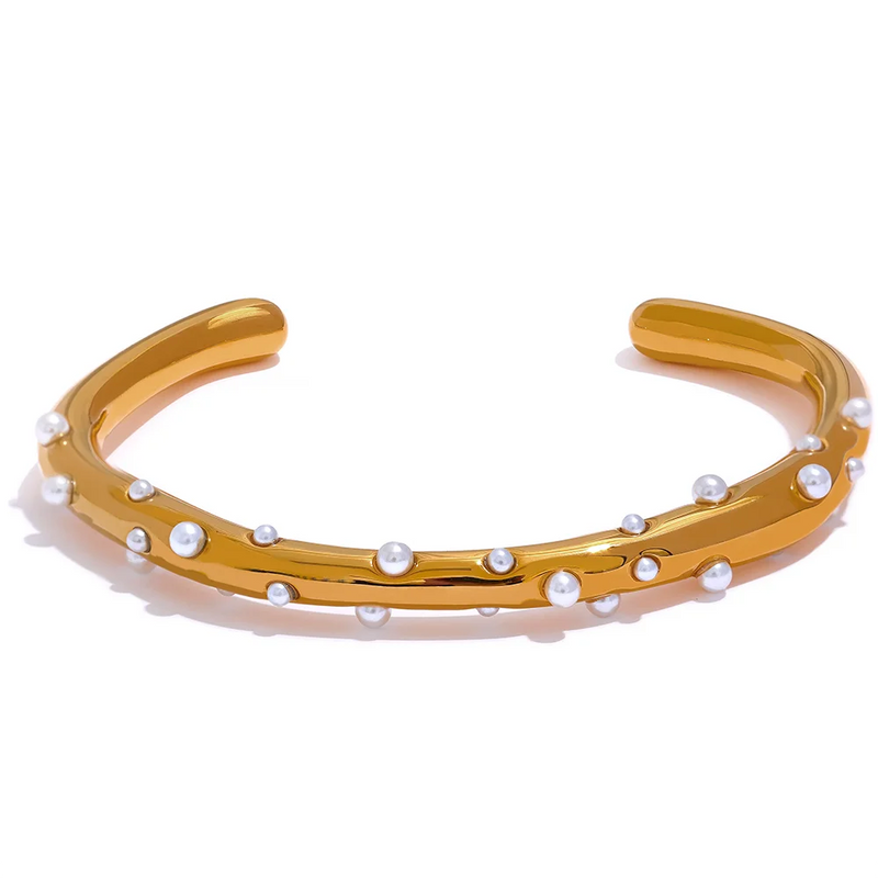 Pearls Stainless Steel Cuff Bangle for Women