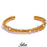 Pearls Stainless Steel Cuff Bangle for Women