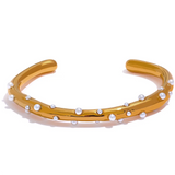 Pearls Stainless Steel Cuff Bangle for Women