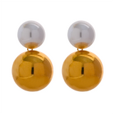 Stylish 20mm Stainless Steel Round Ball Drop Earrings