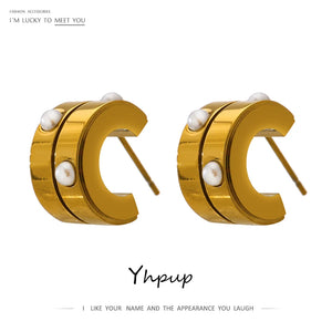 Minimalist Stainless Steel Stud Earrings 18K Plated