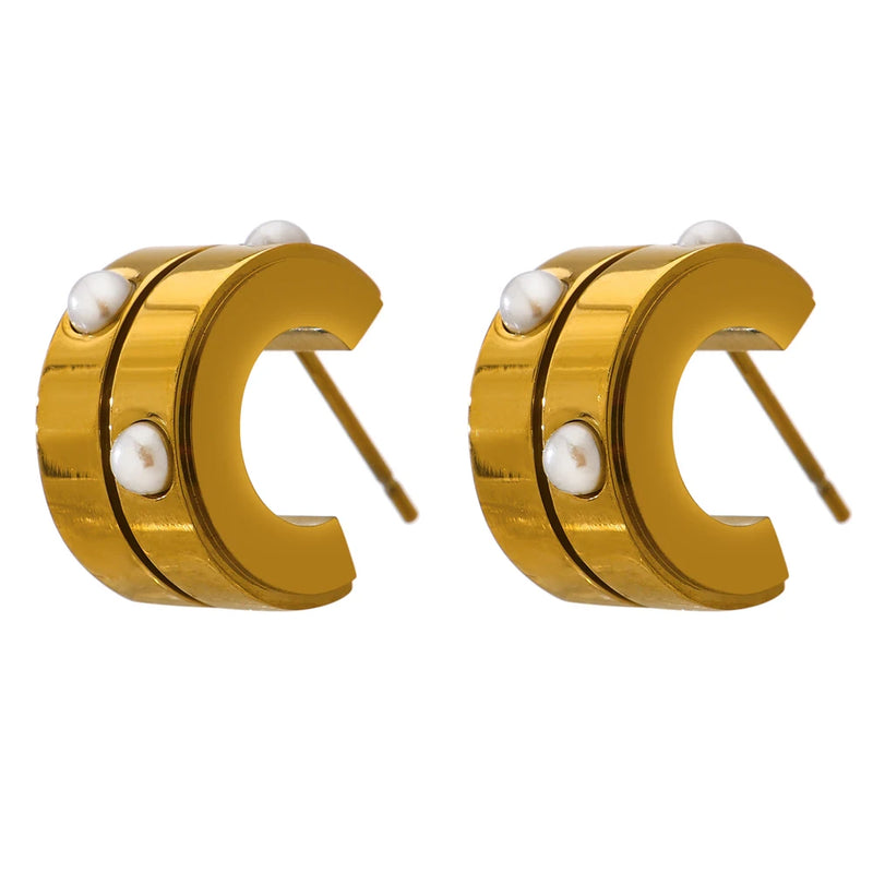 Minimalist Stainless Steel Stud Earrings 18K Plated