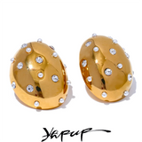 Pearls Zircon Stainless Steel Round Earrings Gala Gift