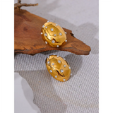 Pearls Zircon Stainless Steel Round Earrings Gala Gift