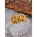Pearls Zircon Stainless Steel Round Earrings Gala Gift