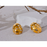 Pearls Zircon Stainless Steel Round Earrings Gala Gift