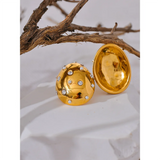 Pearls Zircon Stainless Steel Round Earrings Gala Gift