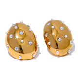 Pearls Zircon Stainless Steel Round Earrings Gala Gift