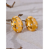 Pearls Zircon Stainless Steel Round Earrings Gala Gift