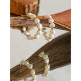 Irregular Natural Pearls Beads Steel Hoop Earrings 18k Plated Women