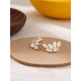 Leaf Plant Stud Earrings Natural Shell Brincos Women Party Jewelry