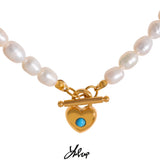Freshwater Pearls Heart Pendant Turquoise Necklace